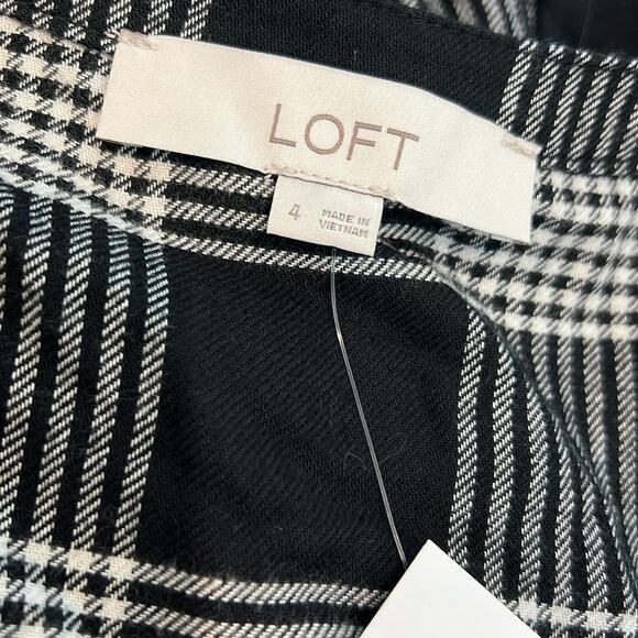 NWT LOFT‎ Black White Petite Plaid Puff Sleeve Swing Dress Size 4 NEW Preppy - Picture 12 of 16